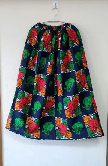 아프리칸 롱 개더 스커트 코끼리 No.368