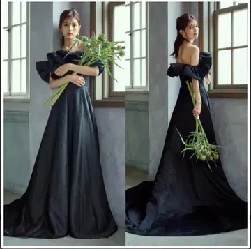 드레스 프로덕션 오프숄더 A라인 드레스 블랙 (W274BK)