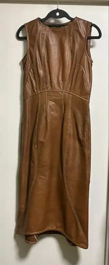 d'un a dix 가죽 슬리브리스 원피스 브라운 일본제