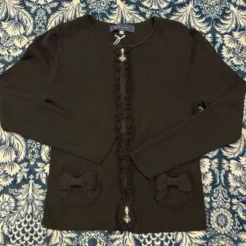 엠즈 그레이시 리본 포켓 프릴 집업 가디건 40