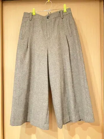 그레이 와이드 팬츠 울 혼방