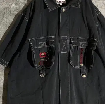 구제 의류 블랙 워크 셔츠 빈티지 힙스터