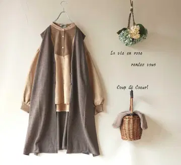 새상품 할인 LL 모카*롱 니트 베스트*싸개 버튼 빅 사이즈