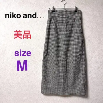 [ 새상품급 ] 니코앤드 체크 무늬 롱 타이트 스커트 M 블랙 x 브라운