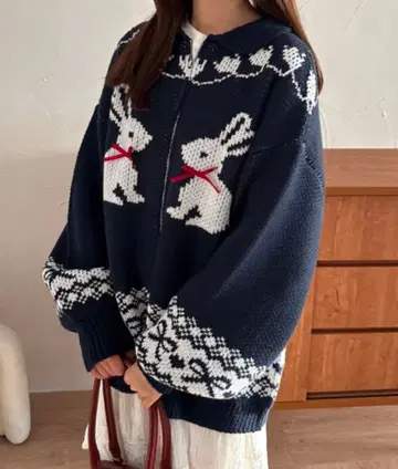 [택 포함] kutir 애니멀 리본 지퍼 니트 후드티