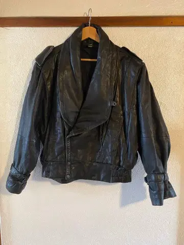 블랙 가죽 숄카라 자켓