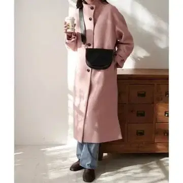 Discoat 스탠드 카라 코트 핑크