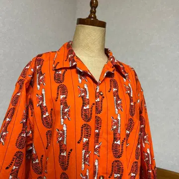 90s 프린스턴 오픈 카라 셔츠 올 패턴 USA제