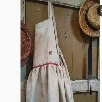 핸드메이드 작가님 린넨 크로스 개더 에이프런 원피스