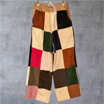 리메이크 팬츠 패치워크 디자인 와이드 팬츠