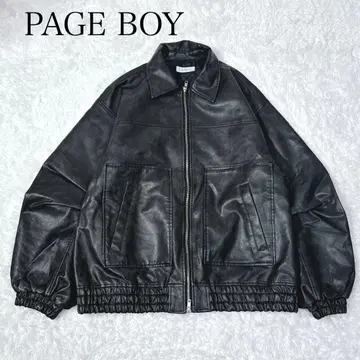 [ 새상품급 ] PAGE BOY 샌드 빈티지 가죽 블루종 자켓 블랙