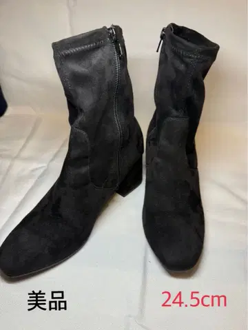 블랙 스웨이드 부츠 24.5cm 힐 7cm