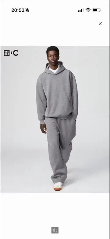 유니클로 UNIQLO C 맨투맨 와이드 팬츠 L 사이즈 05 GRAY