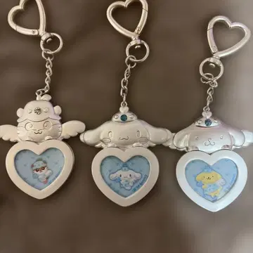 시나몬 푸딩 코로코로쿠리린 하트형 메탈 키링 3개 세트 산리오