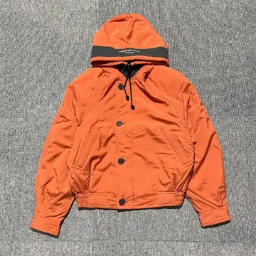 VINTAGE 영국제 크롭 기장 자켓 자수 후드 짧은 기장