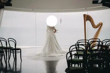 화이트 롱 웨딩 베일 노밸리제