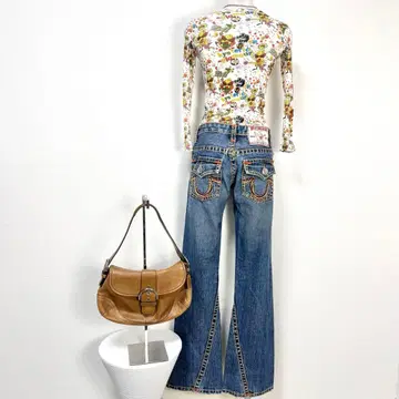 y2k 00s 트루릴리전 컬러풀 스티치 플레어 데님