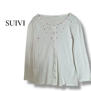 [스이비] S 화이트 가디건 비즈 장식