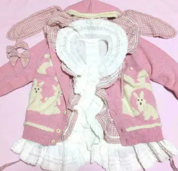 귀여운! 레어! 토끼 카우친 니트 핑크 칼 헬무트 핑크하우스