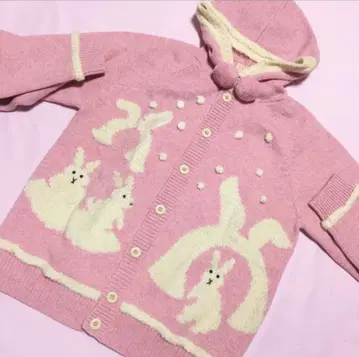 귀여워! 레어! 토끼 가디건 니트 핑크 칼 헬무트 핑크하우스