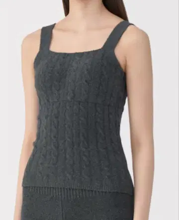 MUJI 여성 코튼 혼방 복슬복슬 니트 브라 탱크탑 케이블 무늬 L