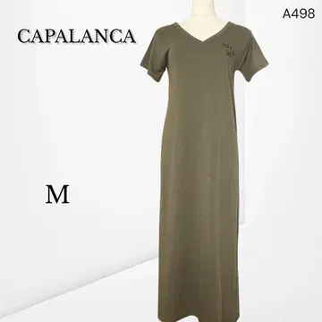 [카파란카] 로고 프린트 V넥 원피스 부드러운 소재 카키 M