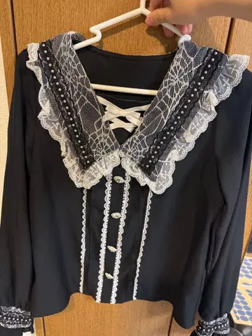 지뢰계 디어마이러브 십자가 블라우스와 스커트 세트