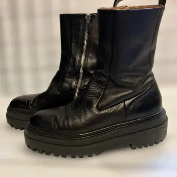 [ 자라 ] 숏부츠 (37) 사이드 지퍼 통굽 트랙 밑창 블랙