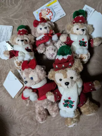 크리스마스 곰 봉제 인형 배치 & 스트랩 5체 세트