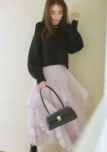 apuweiser-riche 에어리 아지메 프릴 스커트 스모크 핑크