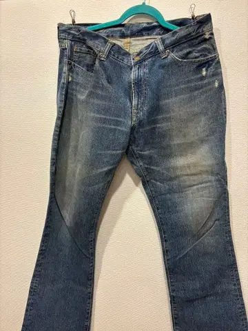 어쿠스틱 데미지 가공 청바지 미디엄 블루 36인치