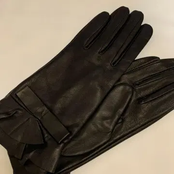 질스튜어트 블랙 가죽 장갑 장갑 리본 20cm