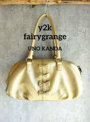 y2k 발레코어 헤이세이 갸루 미니 리본 보스턴 백 골드 우노칸다