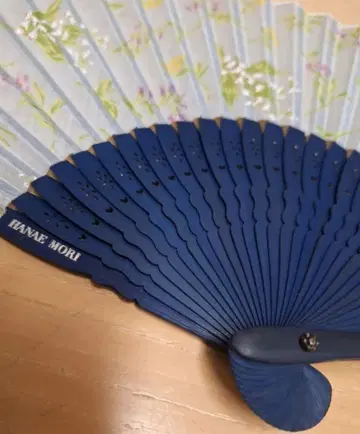HANAEMORI 네이비 꽃무늬 부채 케이스 포함