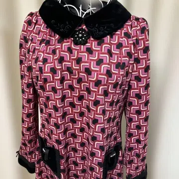 슈퍼뷰티 Super Beauty 기하학 패턴 긴팔 원피스