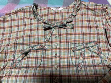 원더풀 월드 오리지널 체크 무늬 긴팔 셔츠 민트 계열