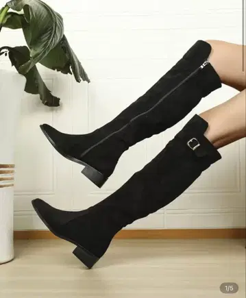 블랙 스웨이드 니하이 부츠 26cm 새상품급