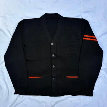 50s 미국 블랙 레터드 가디건 오렌지 스트라이프