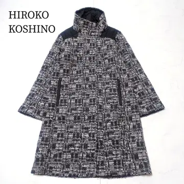 HIROKO KOSHINO 퀼팅 악센트 트위드 코트 겨울의 화사함