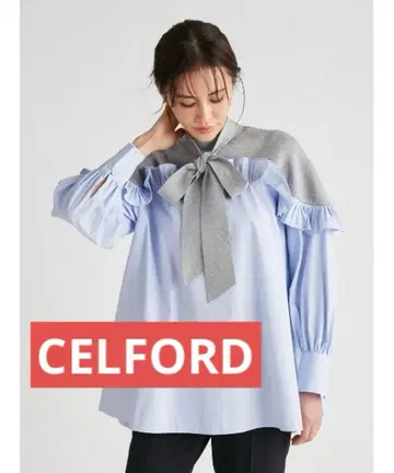 CELFORD 백리본 니트 콤비 풀오버