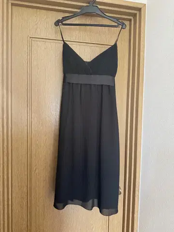 AIMER 블랙 슬립 드레스 리본 포함 파티