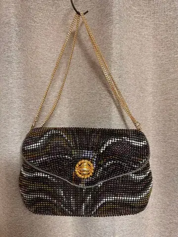 비즈 빈티지 레트로 2way 백 체인 클러치