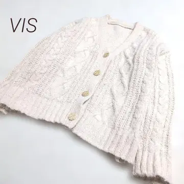 [ VIS ] 비스 케이블 니트 가디건 루즈핏 아이보리 빅사이즈