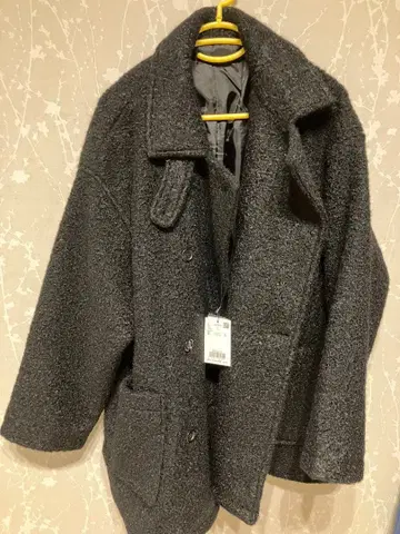 다크 그레이 울 혼방 더블 브레스트 코트