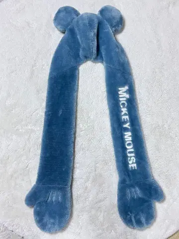 미키마우스 귀 달린 머플러 장갑 파랑 팬캡
