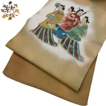 MO-3564 나고야 오비 시오제 수제 인물 패턴 용 황토색