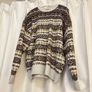 니코앤드 패턴 니트 페어아일 패턴 스웨터 오버 사이즈