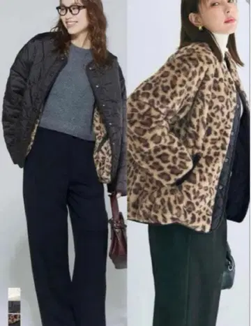 [ L 사이즈 ] coca 워셔블 리버서블 퀼팅 블루종 A 레오파드