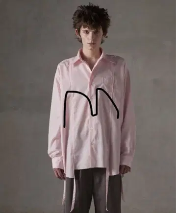 GRANCY 데미지 도킹 디자인 셔츠 핑크