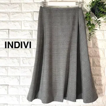 INDIVI 롱 스커트 컨디션 최상 인디비 글렌체크 패턴 플레어 스커트